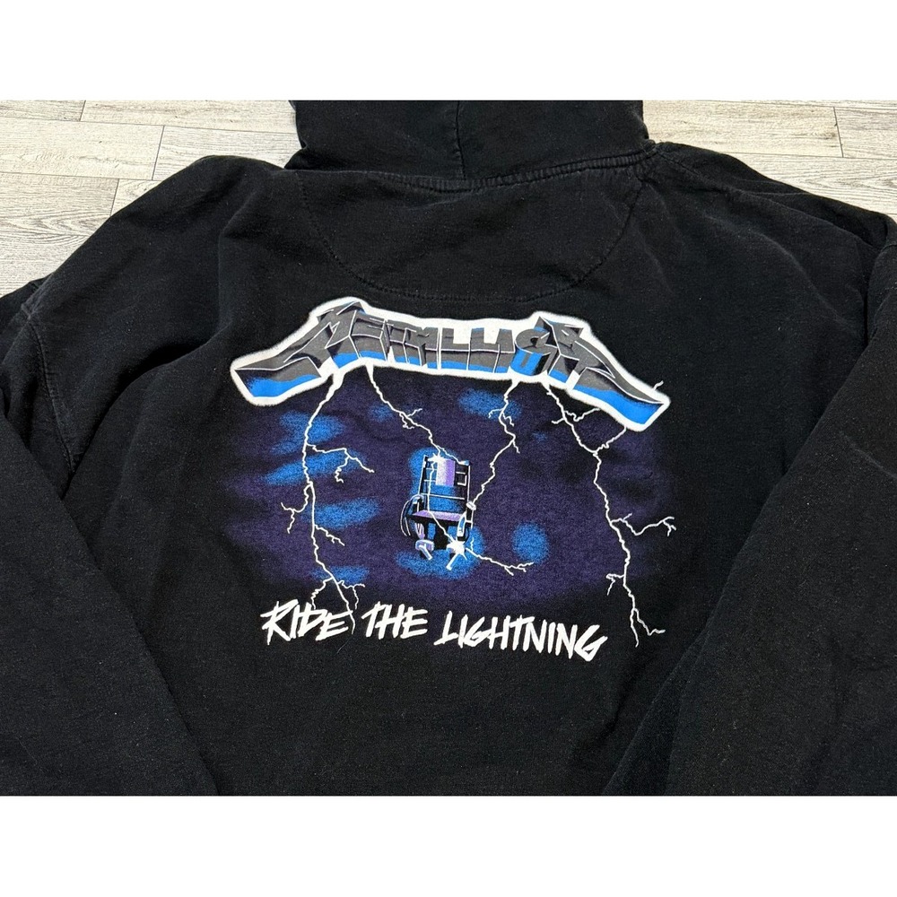 Metallica Ride the Lightening Album Cover graphic Hoodie Concert Black Adult XXL